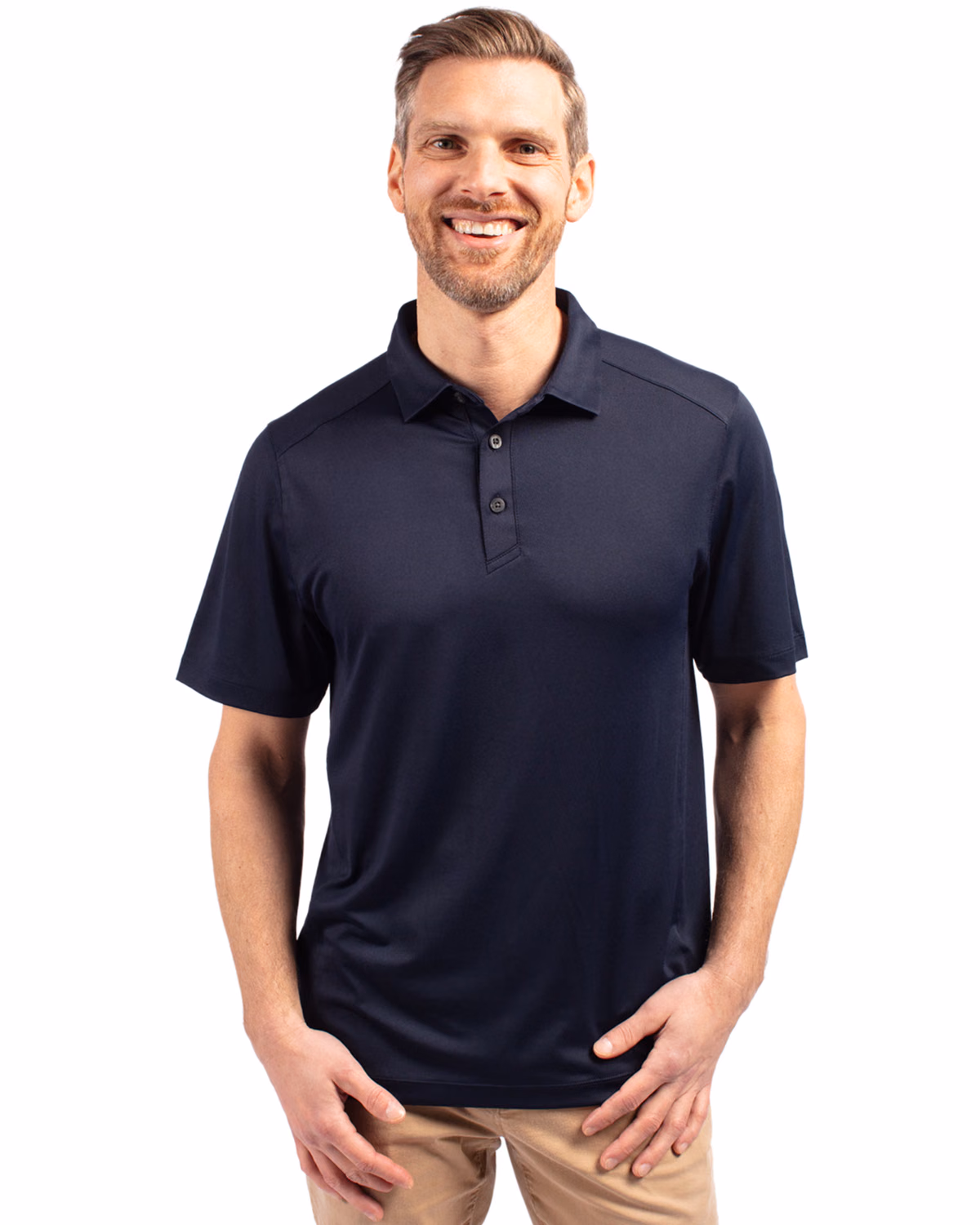 Custom Cutter & Buck Forge Recycled Four-Way Stretch Mens Polo — Navy Blue front