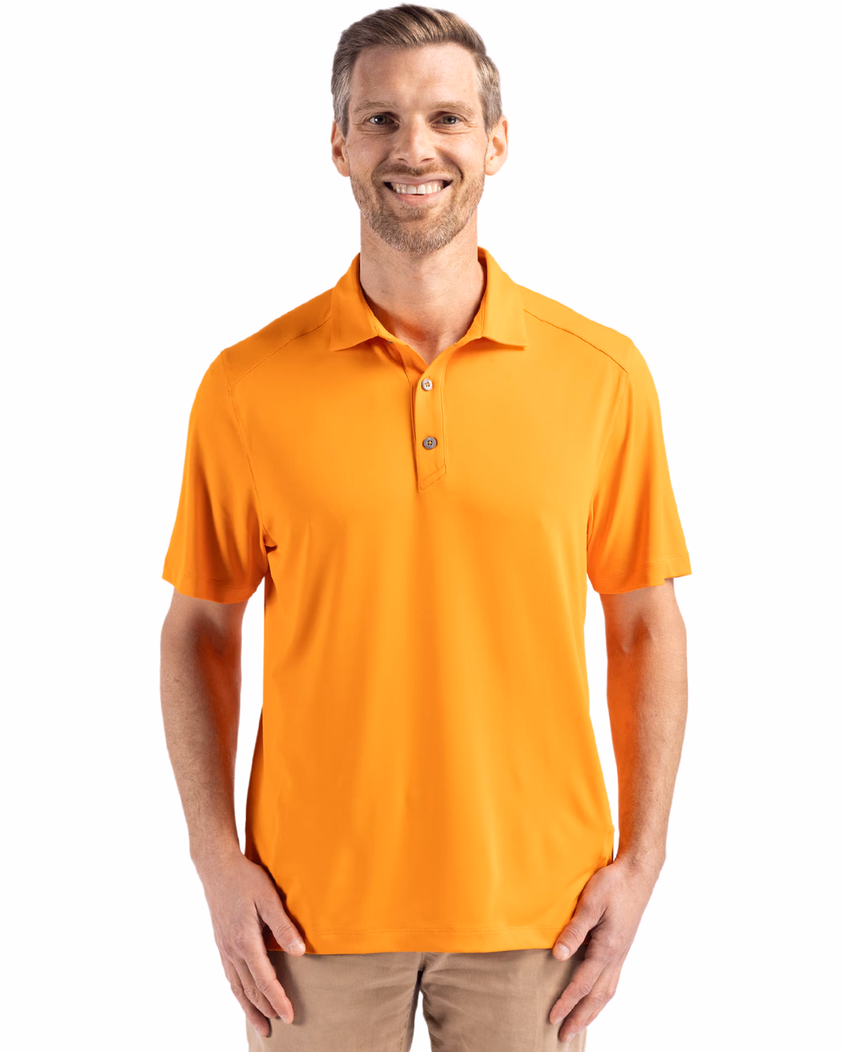 Custom Cutter & Buck Forge Recycled Four-Way Stretch Mens Polo — Orange Burst front
