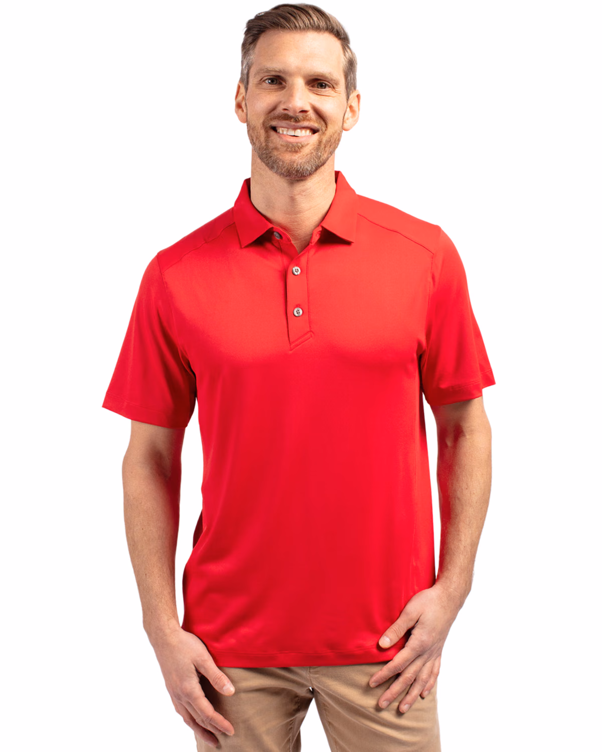 Custom Cutter & Buck Forge Recycled Four-Way Stretch Mens Polo — Red front