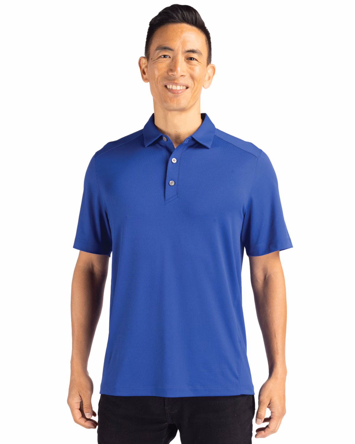 Custom Cutter & Buck Forge Recycled Four-Way Stretch Mens Polo — Tour Blue front