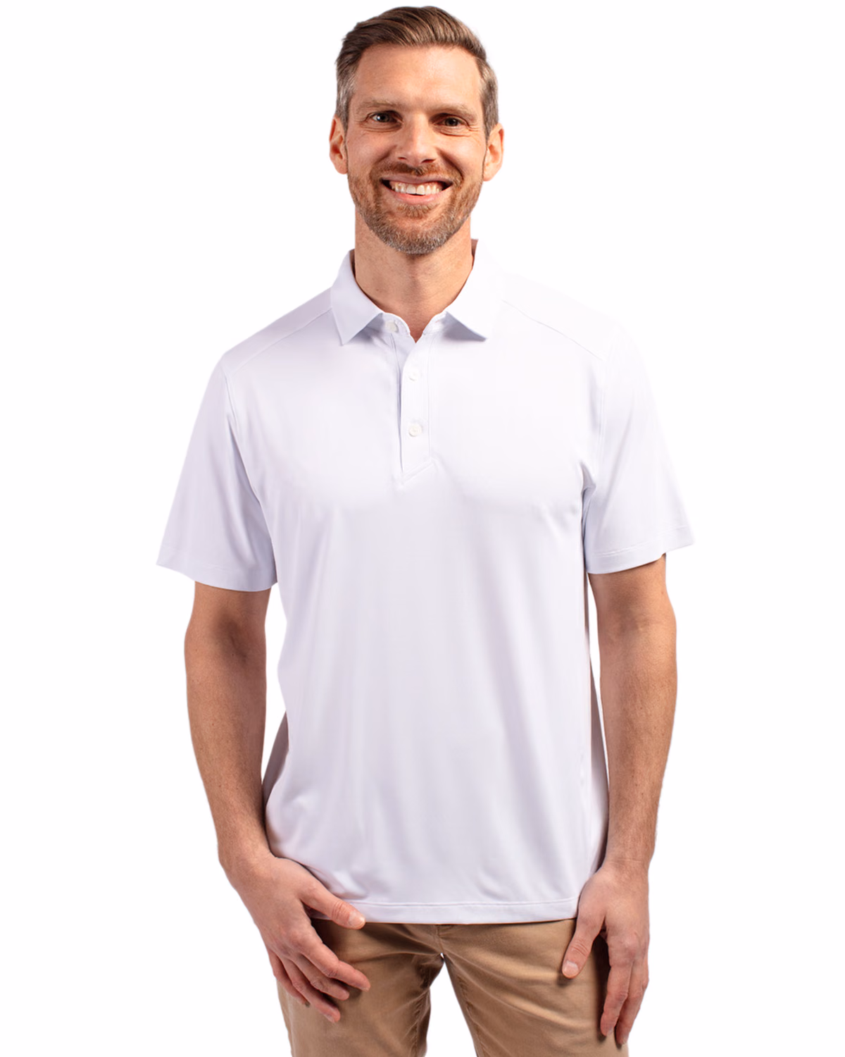 Custom Cutter & Buck Forge Recycled Four-Way Stretch Mens Polo — White front