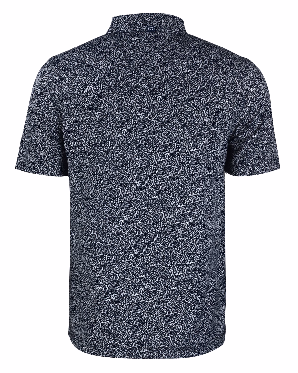 Custom Cutter & Buck Pike Recycled Pebble Print Mens Polo — Black/White flat front