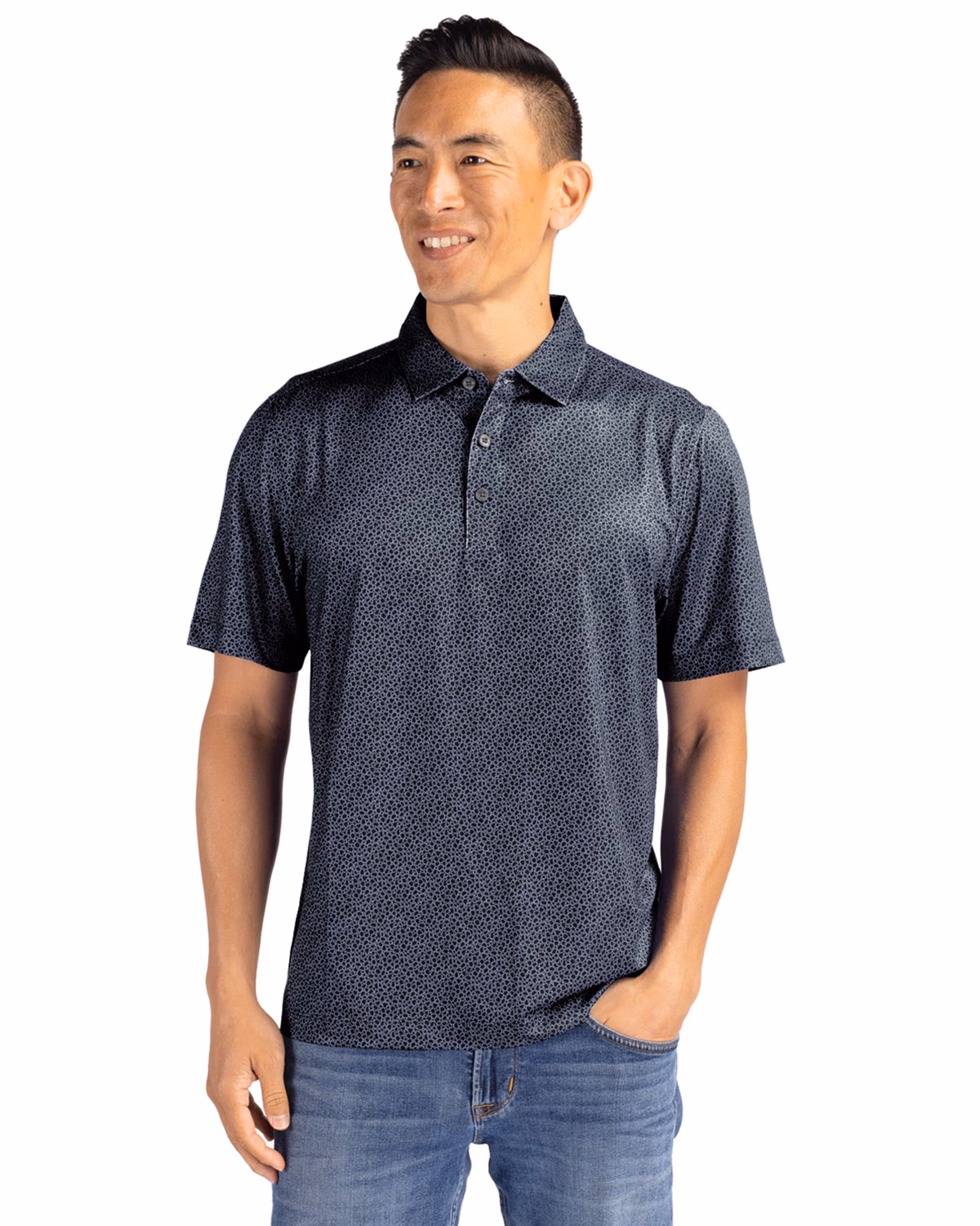 Custom Cutter & Buck Pike Recycled Pebble Print Mens Polo