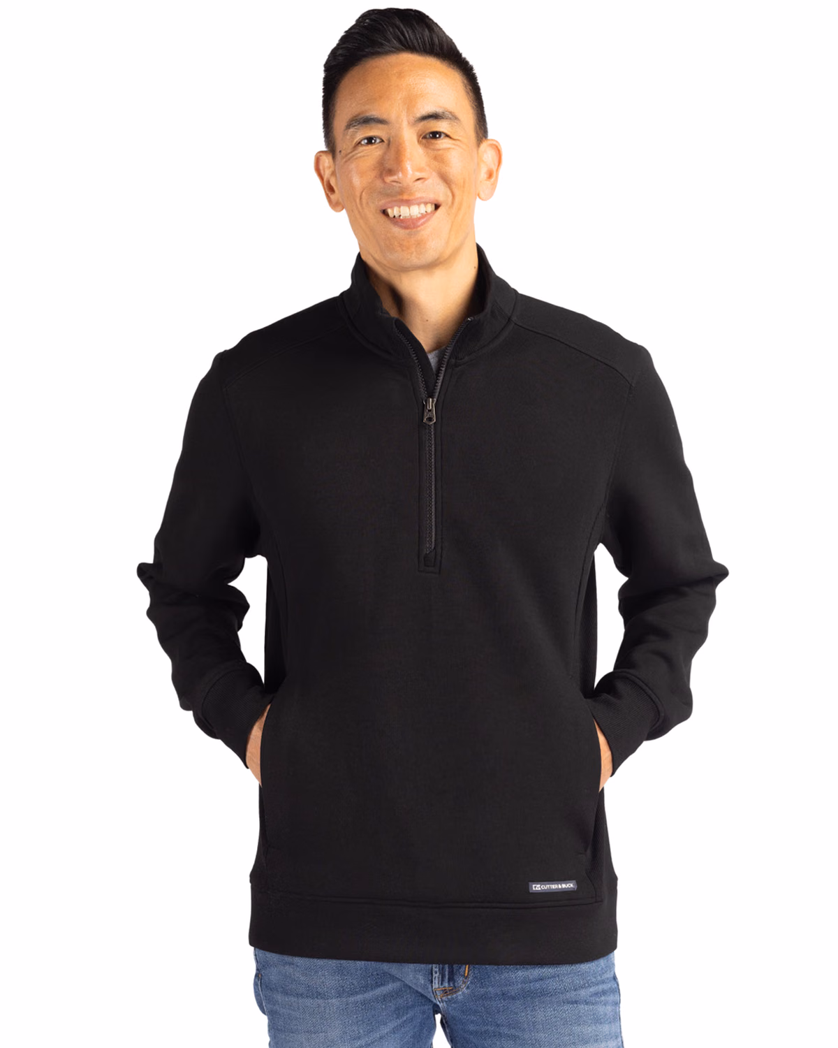 Custom Cutter & Buck Roam Recycled Buttery-Soft Knit Mens Quarter Zip Jacket