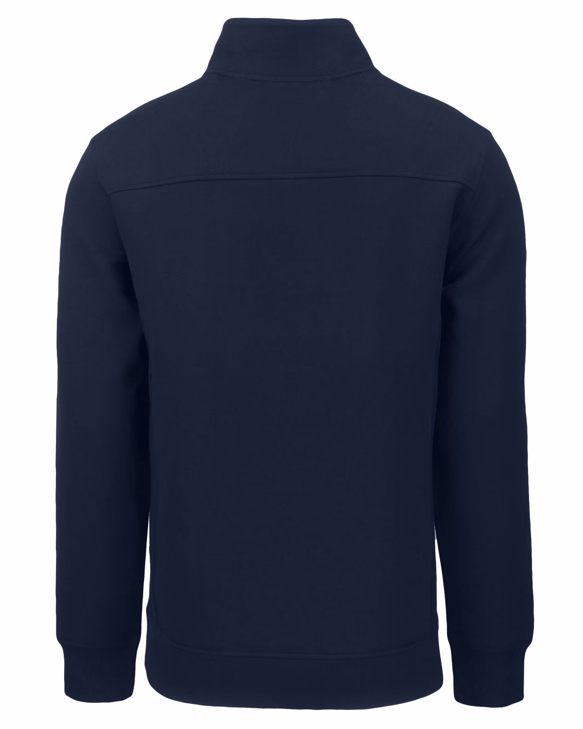 Custom Cutter & Buck Roam Recycled Buttery-Soft Knit Mens Quarter Zip Jacket — Navy Blue flat front