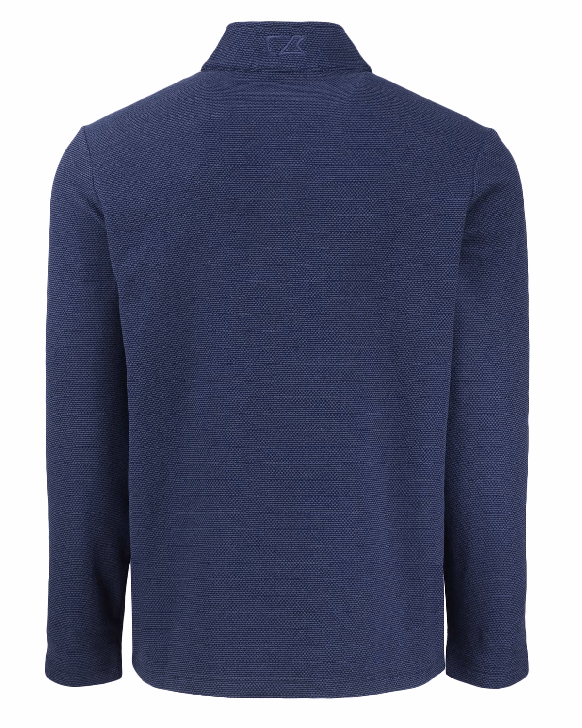 Custom Cutter & Buck Hunts Point Recycled Fleece Mens Hybrid Snap Placket Pullover — Navy Blue flat front
