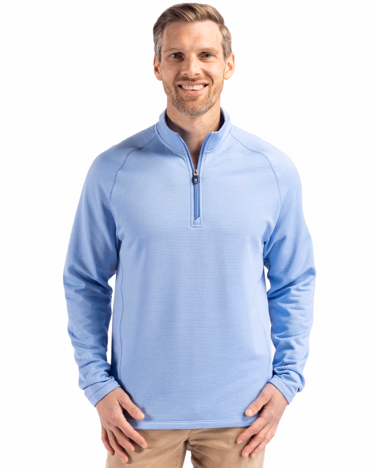 Custom Cutter & Buck Peshastin Recycled Grid Fleece Mens Half Zip Pullover