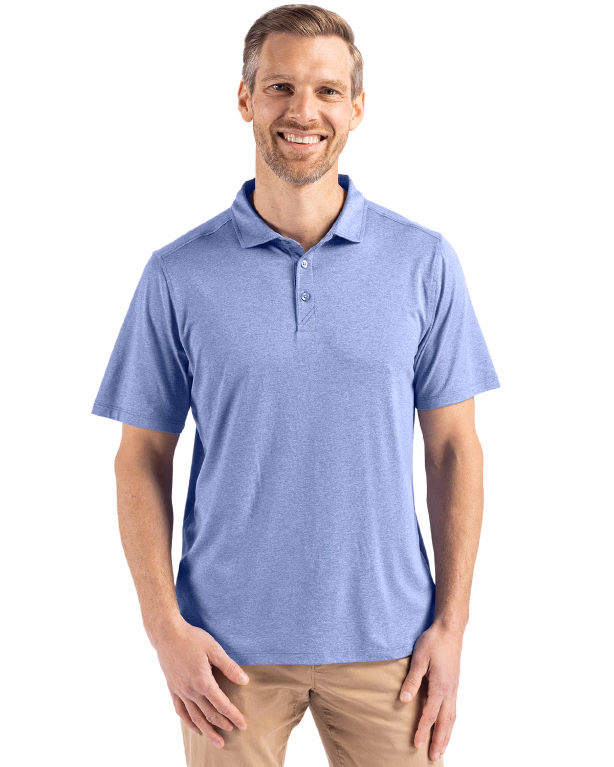 Custom Cutter & Buck Coastline Recycled Double Peached Mens Polo — Hyacinth front