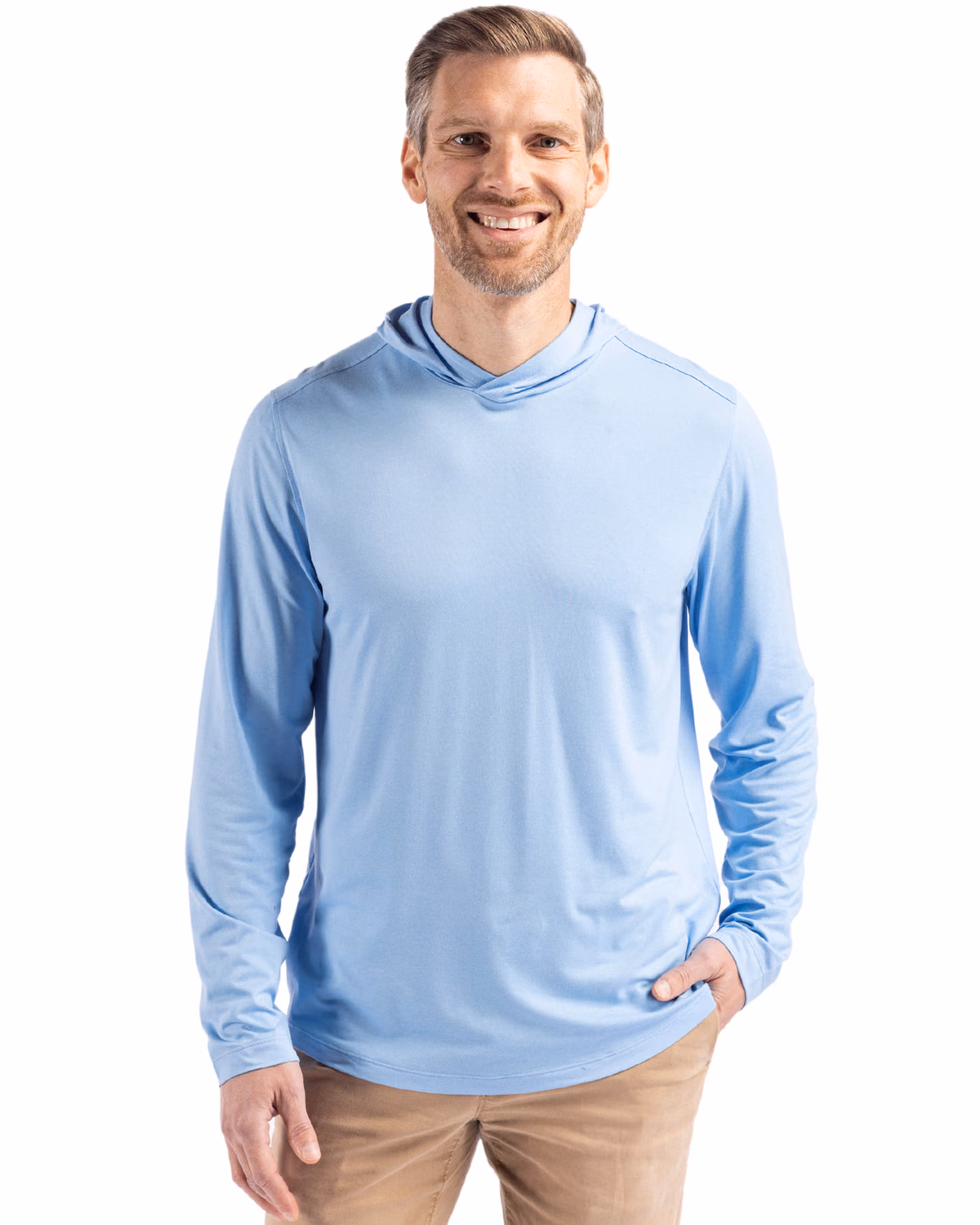 Custom Cutter & Buck Coastline Recycled Double Peached Mens Hooded Pullover
