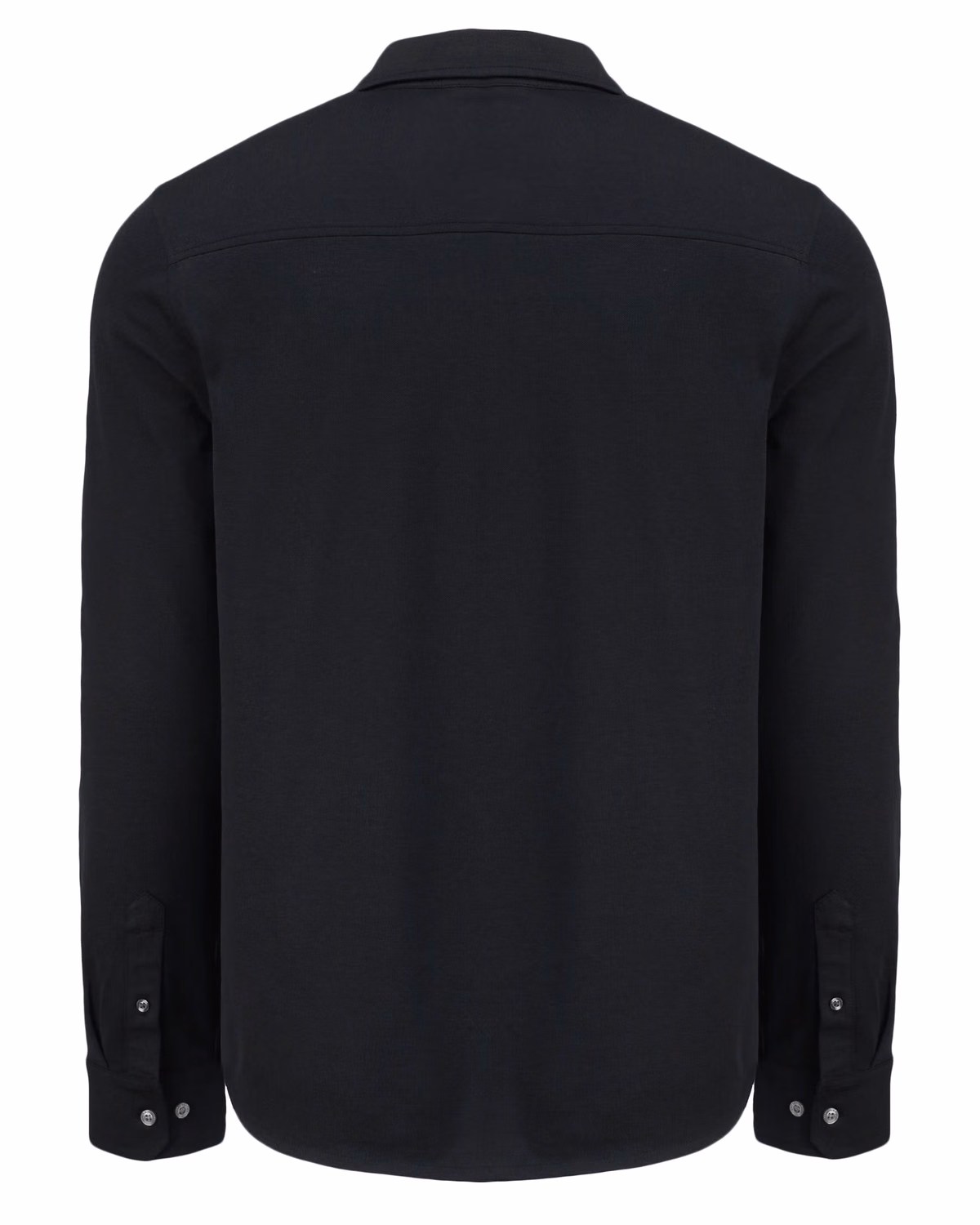 Custom Cutter & Buck Advantage Recycled Cotton-Blend Pique Mens Long Sleeve Button Down Shirt — Black flat front