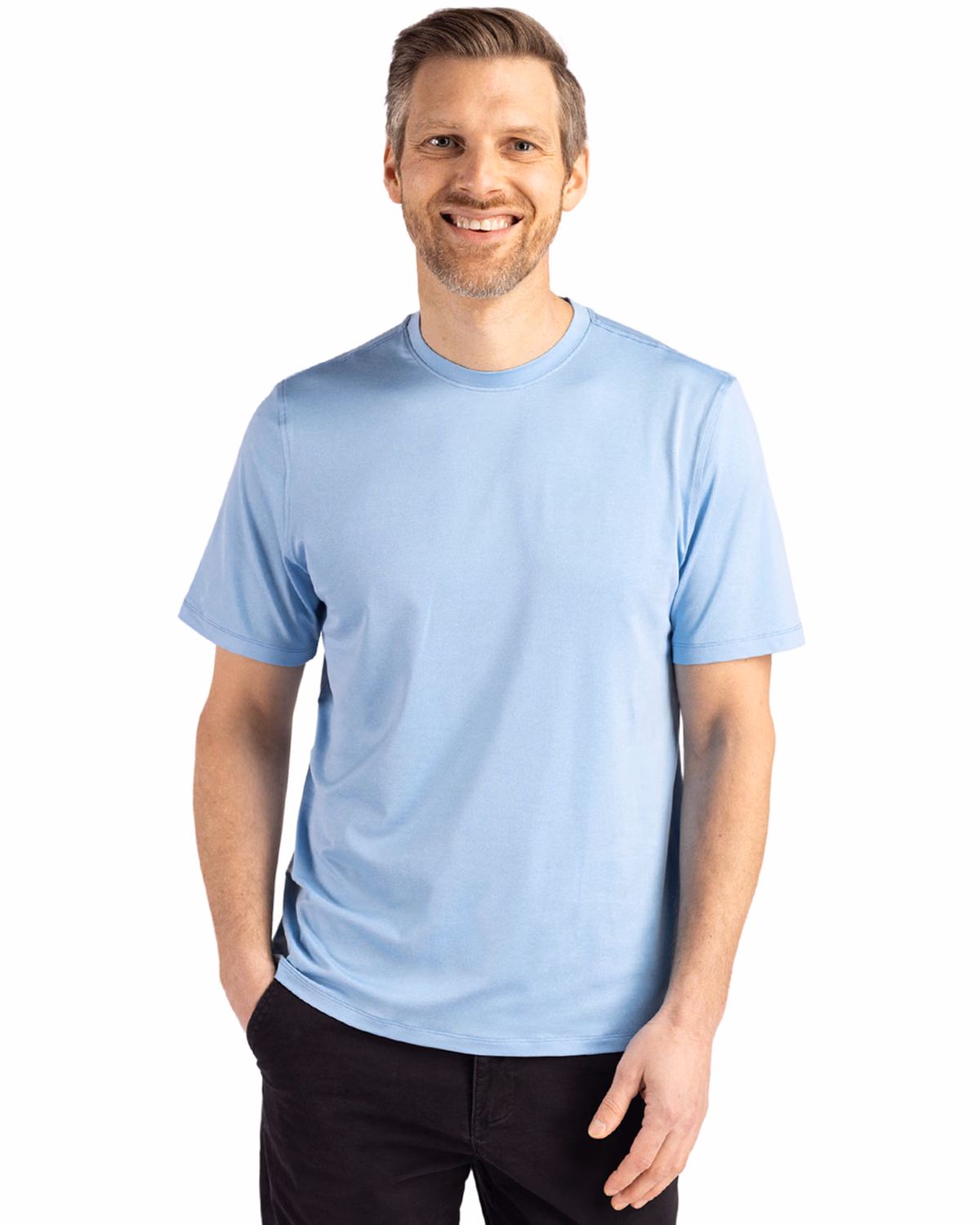 Custom Cutter & Buck Coastline Recycled Double Peached Mens Short Sleeve Tee