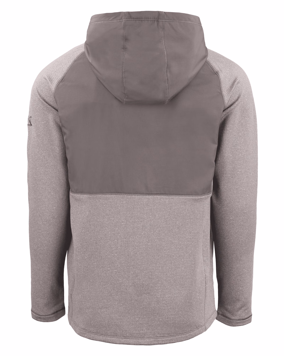 Custom Cutter & Buck Peshastin Recycled Grid Fleece Mens Hybrid Hooded Full Zip Jacket — Elemental Grey Heather flat front