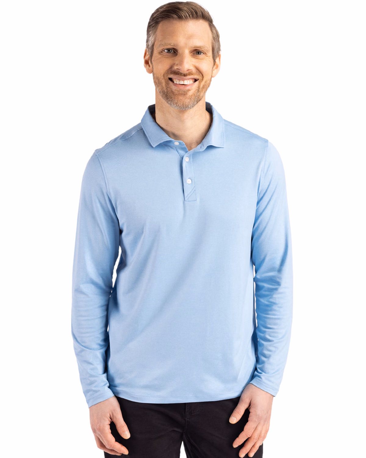 Custom Cutter & Buck Coastline Recycled Double Peached Mens Long Sleeve Polo