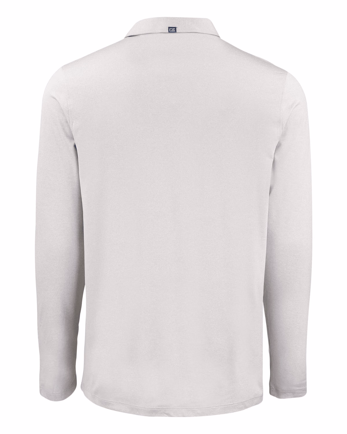 Custom Cutter & Buck Coastline Recycled Double Peached Mens Long Sleeve Polo — CONCRETE flat front