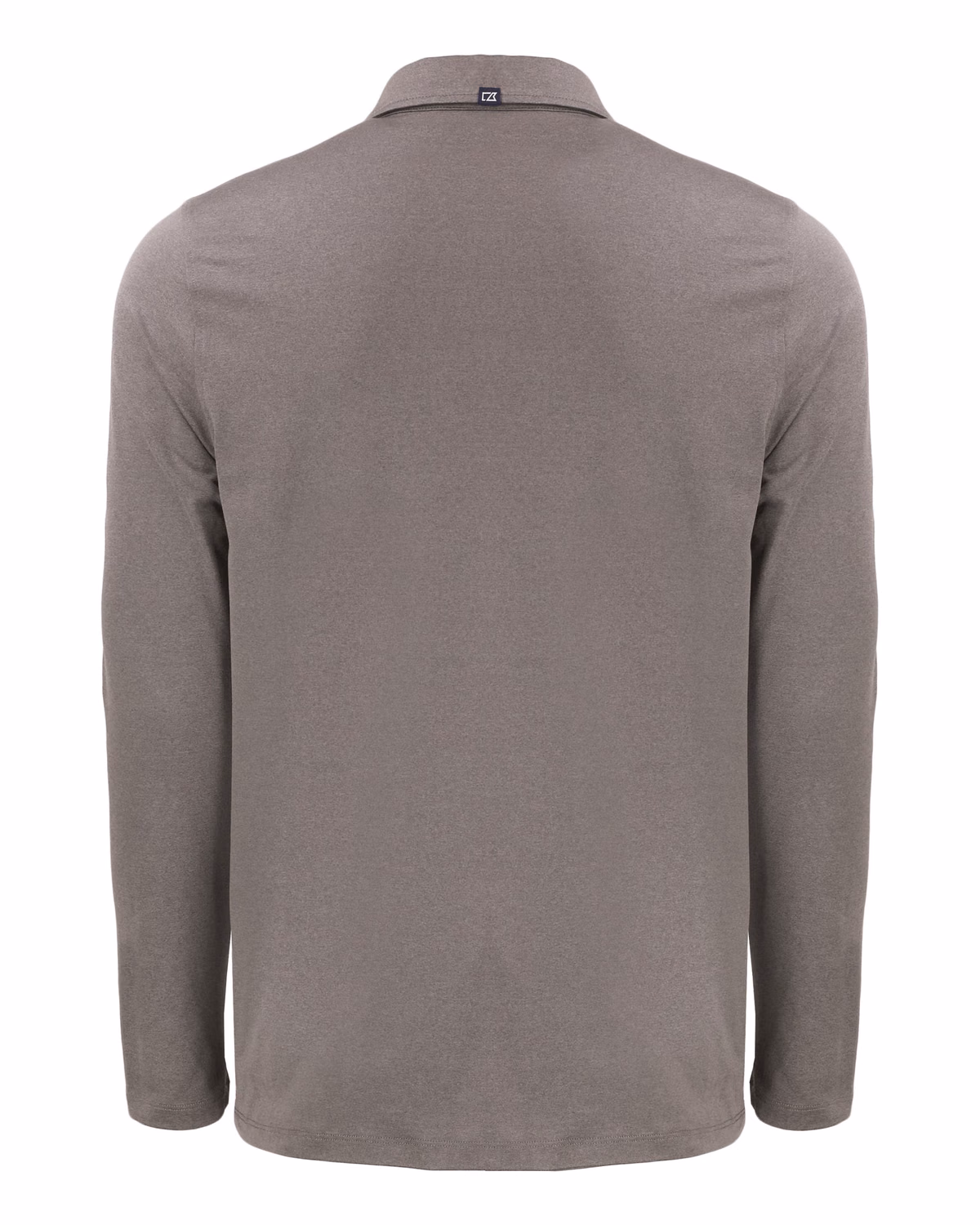 Custom Cutter & Buck Coastline Recycled Double Peached Mens Long Sleeve Polo — Elemental Grey flat front