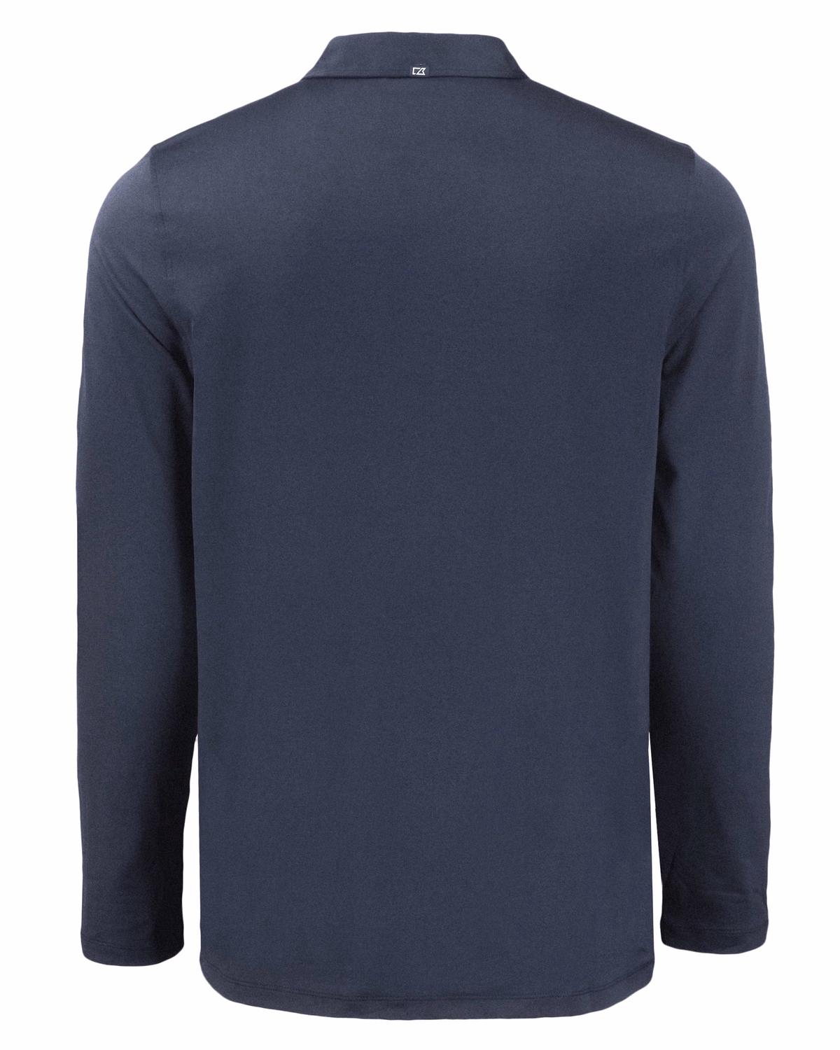 Custom Cutter & Buck Coastline Recycled Double Peached Mens Long Sleeve Polo — Navy Blue flat front