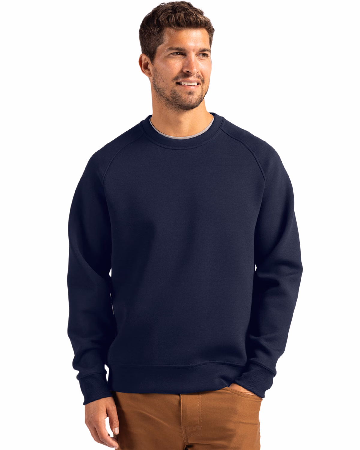 Custom Cutter & Buck Roam Recycled Buttery-Soft Knit Mens Crew Neck Pullover — Navy Blue front