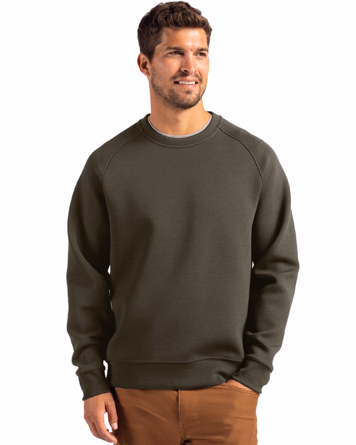 Custom Cutter & Buck Roam Recycled Buttery-Soft Knit Mens Crew Neck Pullover — Poplar front