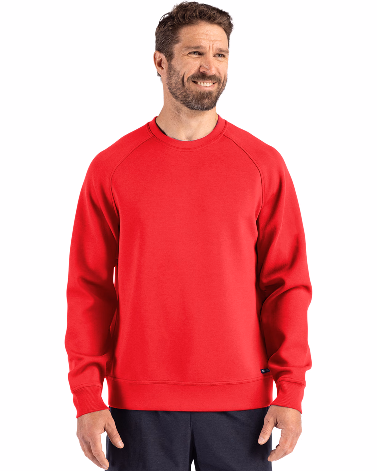 Custom Cutter & Buck Roam Recycled Buttery-Soft Knit Mens Crew Neck Pullover — Red front