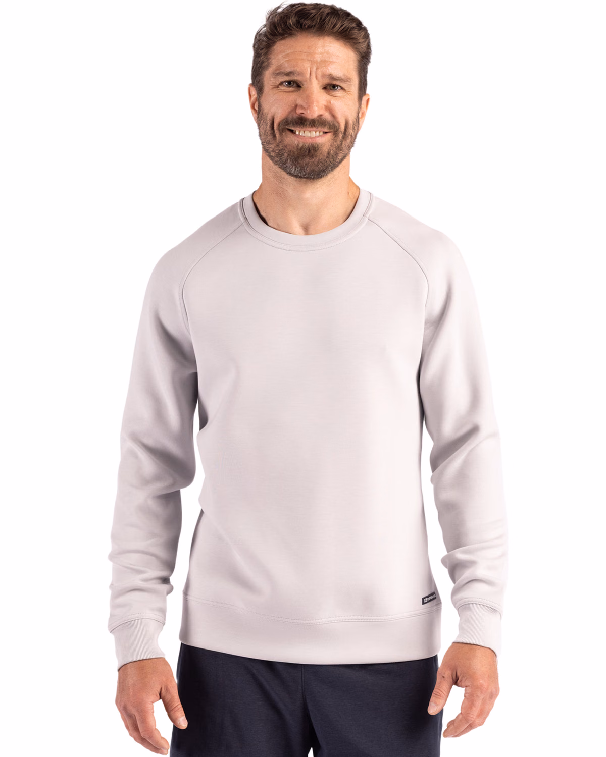 Custom Cutter & Buck Roam Recycled Buttery-Soft Knit Mens Crew Neck Pullover — Solitaire front