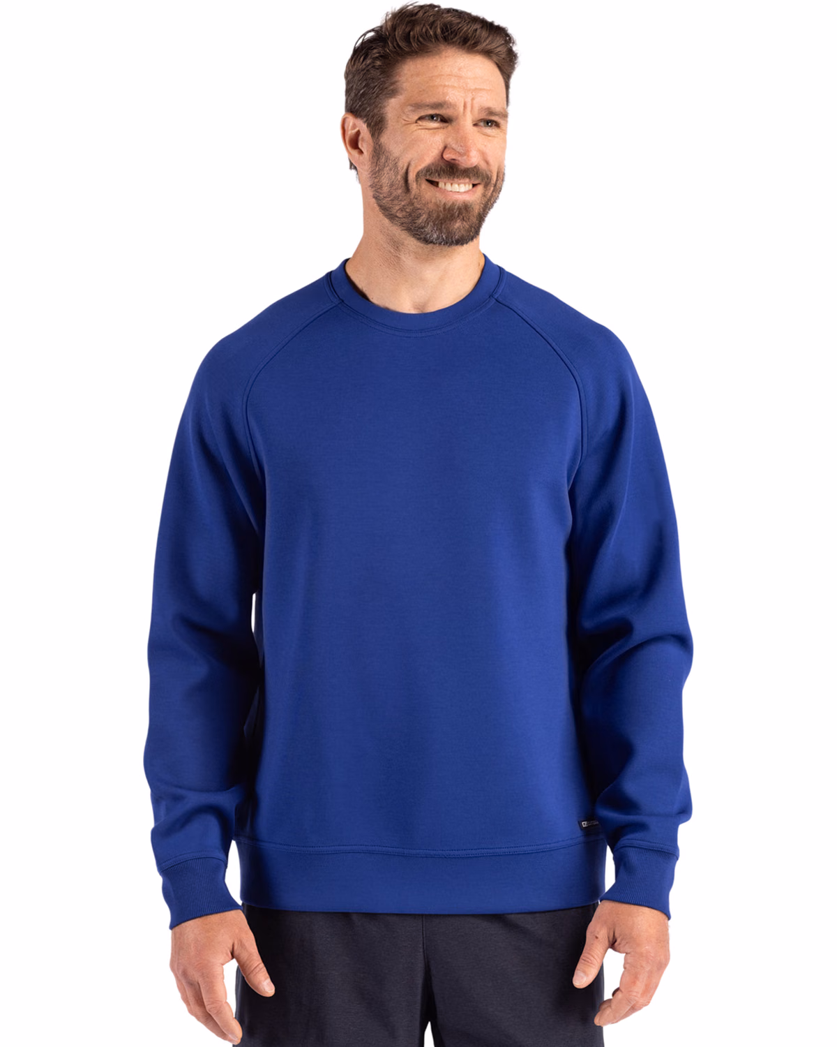 Custom Cutter & Buck Roam Recycled Buttery-Soft Knit Mens Crew Neck Pullover — Tour Blue front