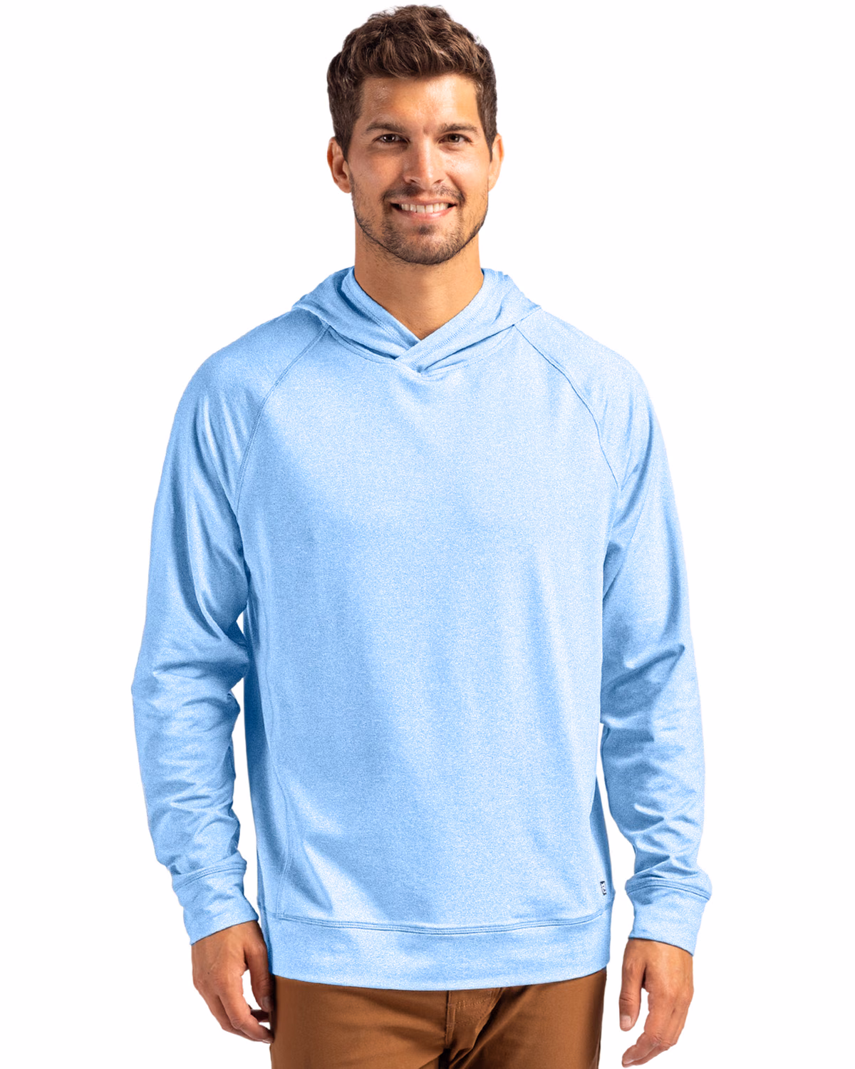 Custom Cutter & Buck Adapt Recycled Soft Knit Stretch Mens Heathered Hooded Pullover