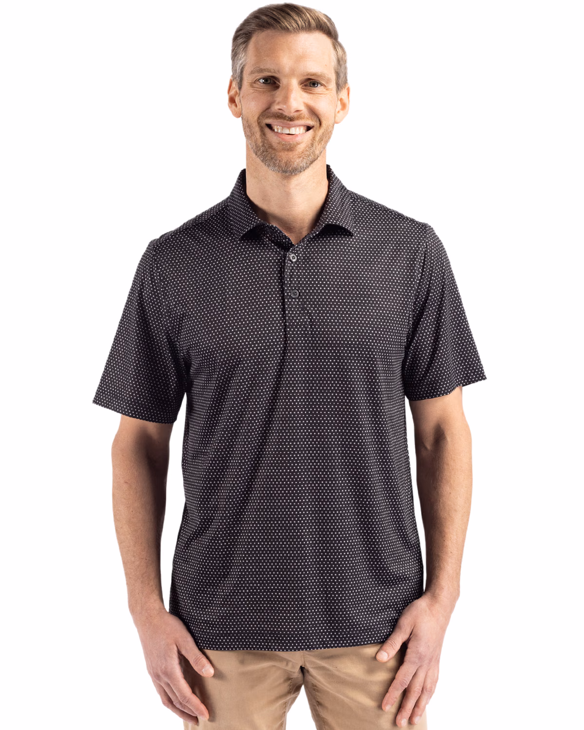Custom Cutter & Buck Pike Recycled Shadow Check Print Mens Polo