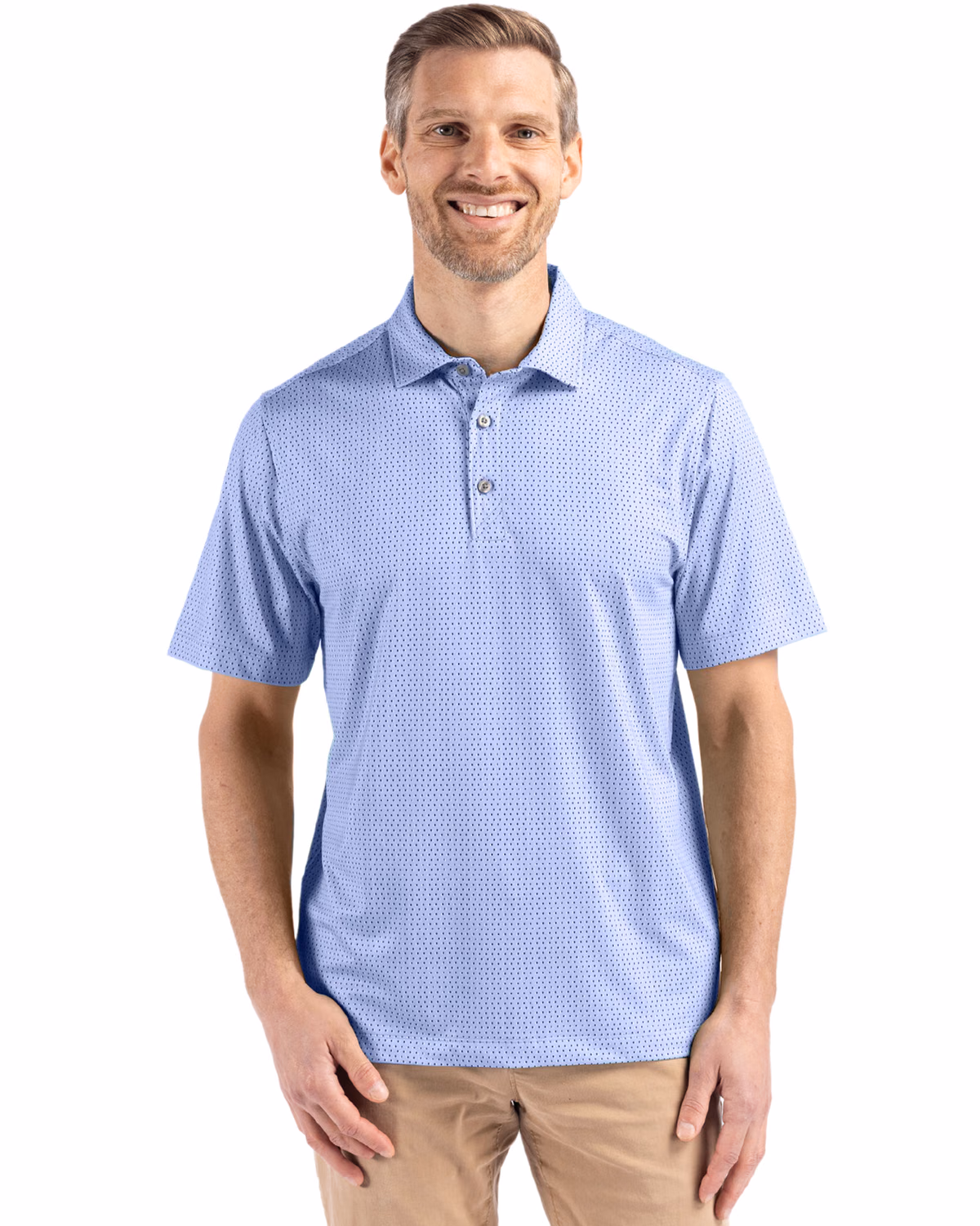 Custom Cutter & Buck Pike Recycled Shadow Check Print Mens Polo — Hyacinth front