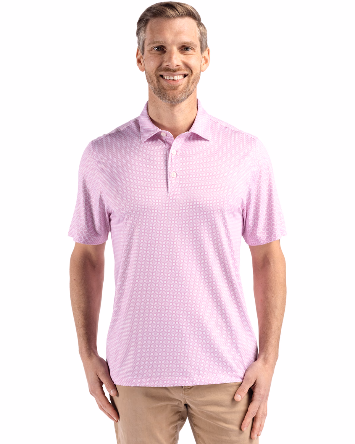 Custom Cutter & Buck Pike Recycled Diamond Dot Print Mens Polo — Gelato front
