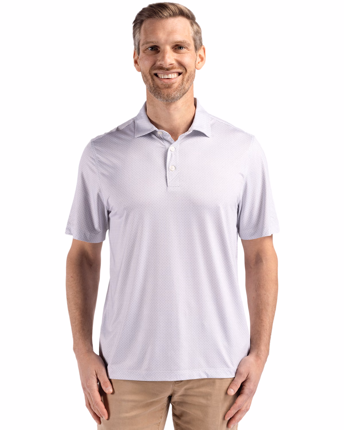 Custom Cutter & Buck Pike Recycled Diamond Dot Print Mens Polo — Polished front