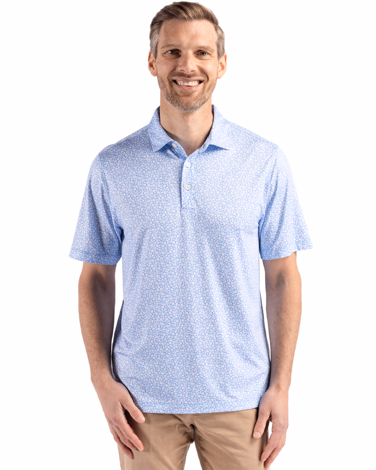 Custom Cutter & Buck Pike Recycled Flora Print Mens Polo