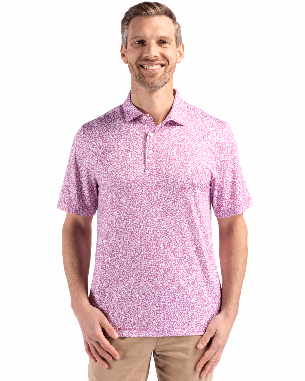 Custom Cutter & Buck Pike Recycled Flora Print Mens Polo — Gelato front