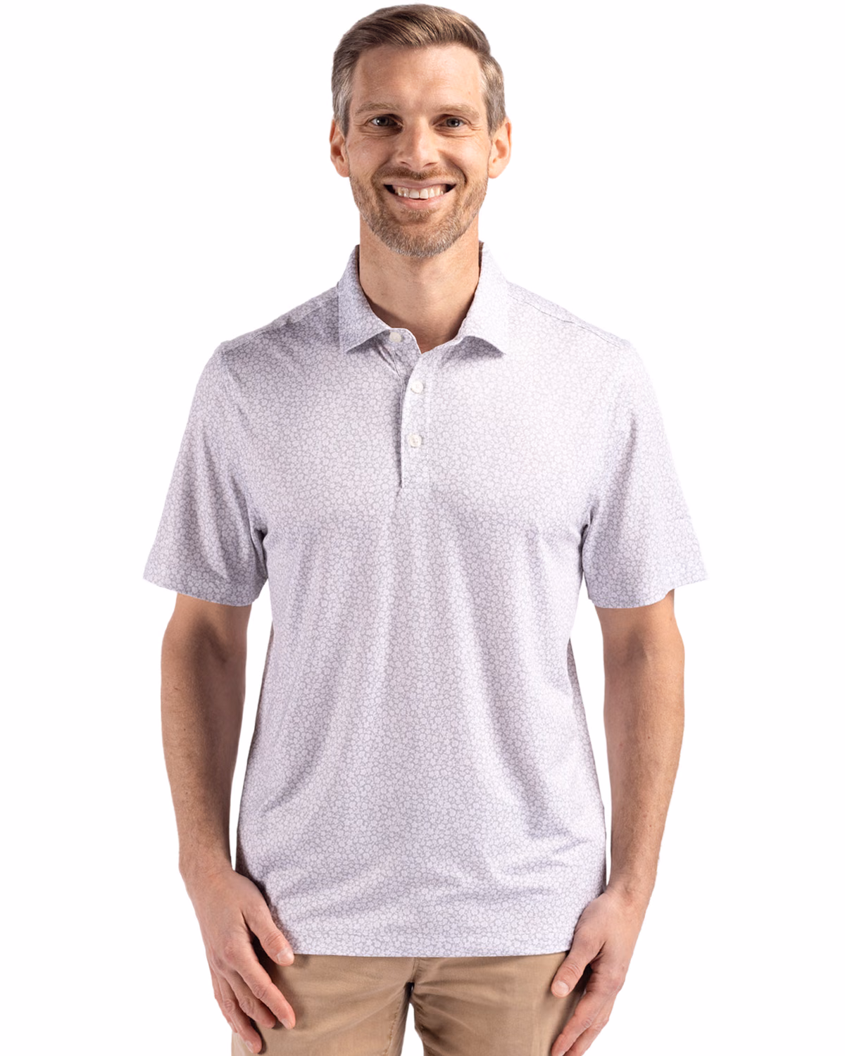 Custom Cutter & Buck Pike Recycled Flora Print Mens Polo — Polished front