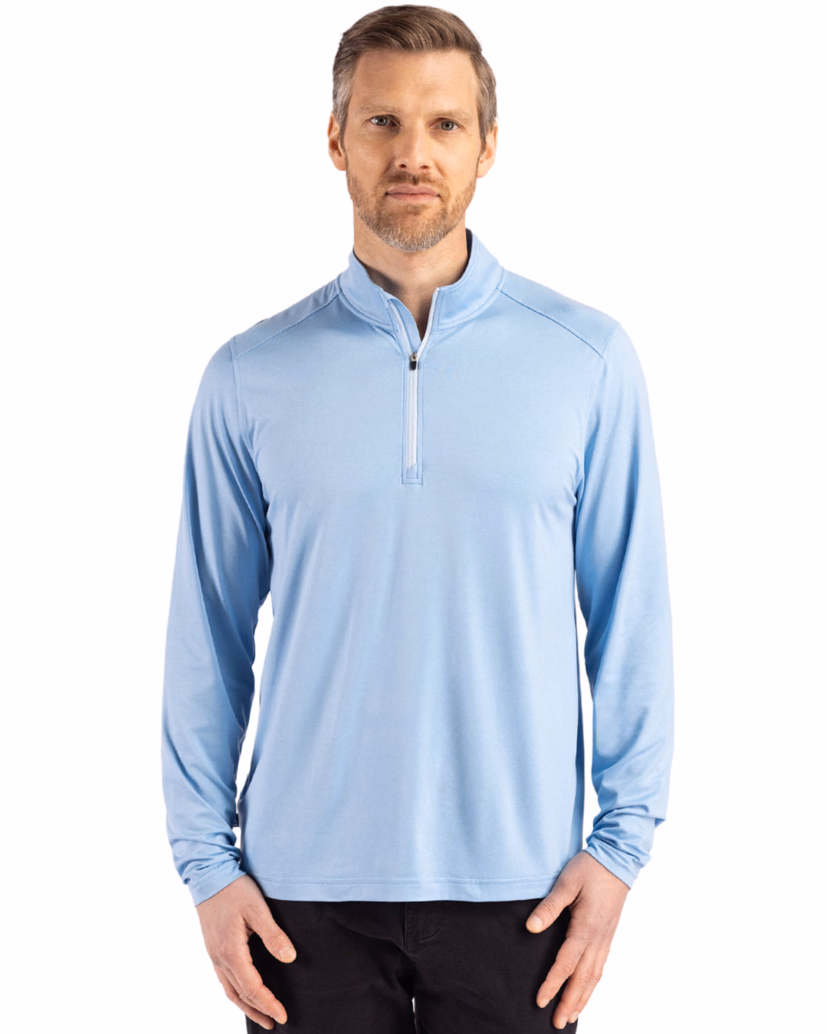Custom Cutter & Buck Coastline Recycled Double Peached Mens Quarter Zip Pullover