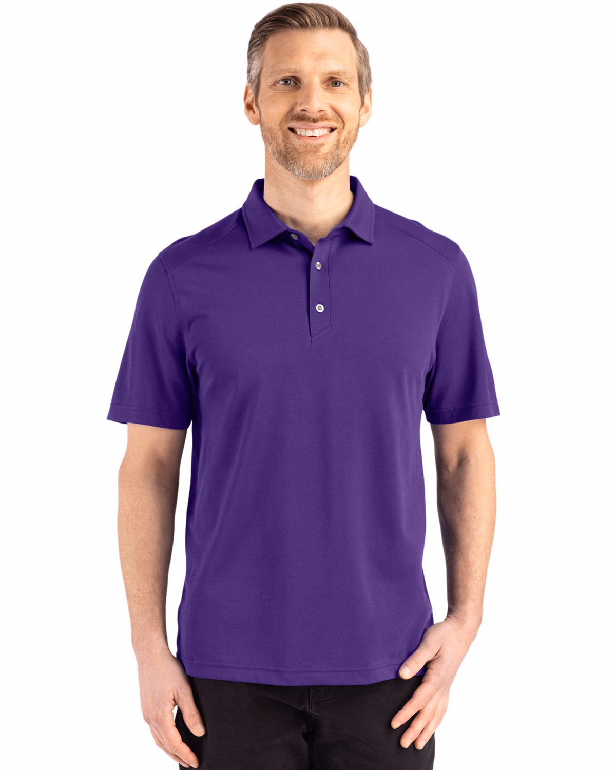 Custom Cutter & Buck Advantage Refresh Recycled Cotton-Blend Pique Mens Polo — College Purple front
