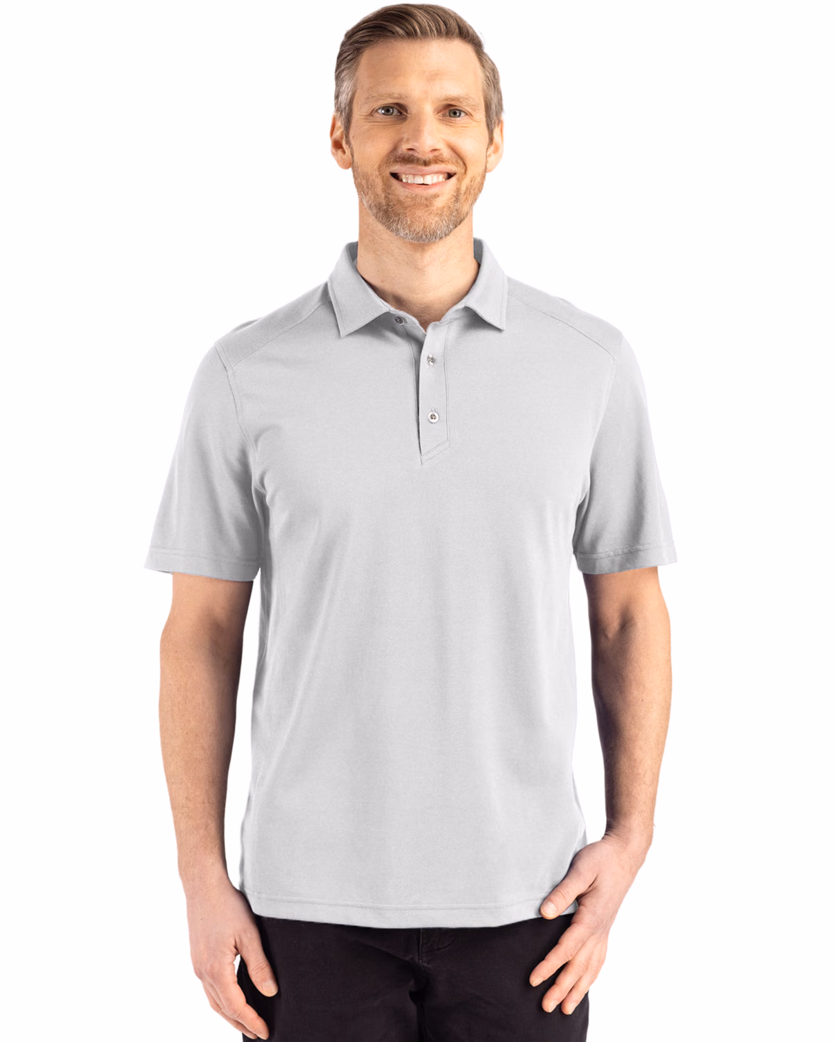 Custom Cutter & Buck Advantage Refresh Recycled Cotton-Blend Pique Mens Polo — CONCRETE front