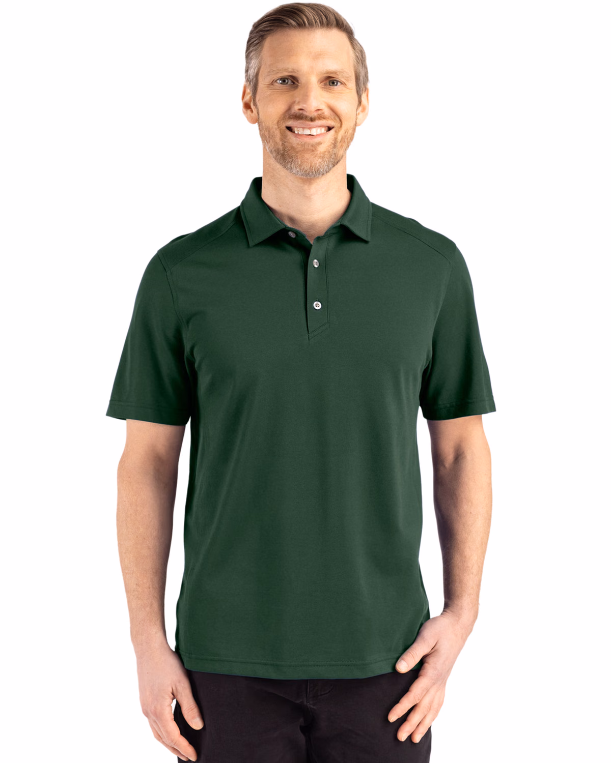 Custom Cutter & Buck Advantage Refresh Recycled Cotton-Blend Pique Mens Polo — Hunter front