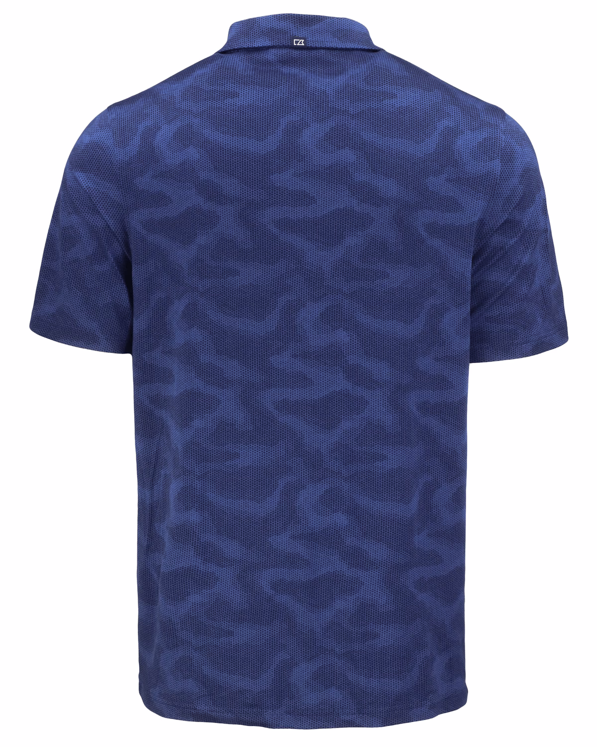 Custom Cutter & Buck Coastline Recycled Double Peached Camo Print Mens Polo — Tour Blue flat front