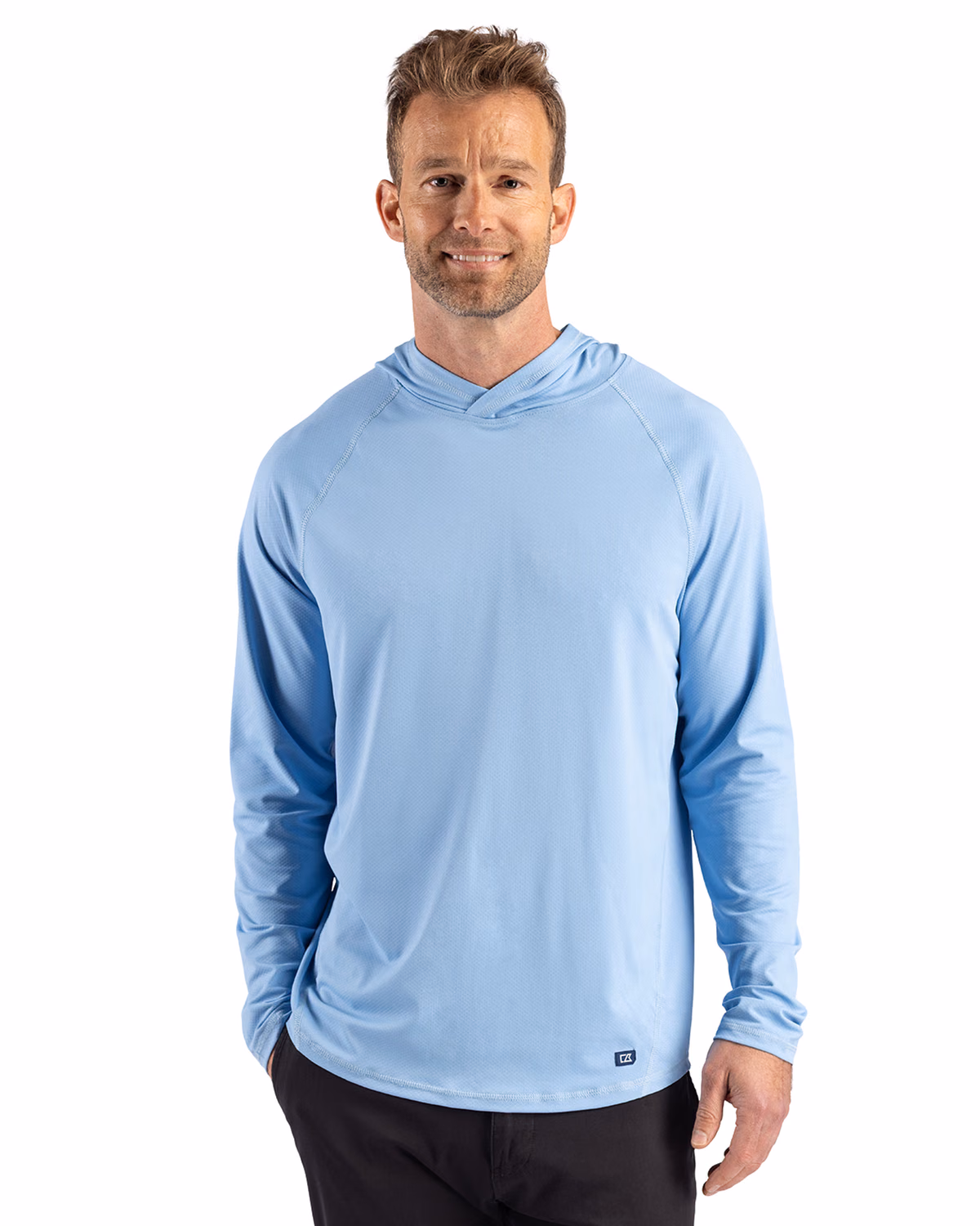 Custom Cutter & Buck Prospect Recycled Featherlight Stretch Mens Hooded Pullover