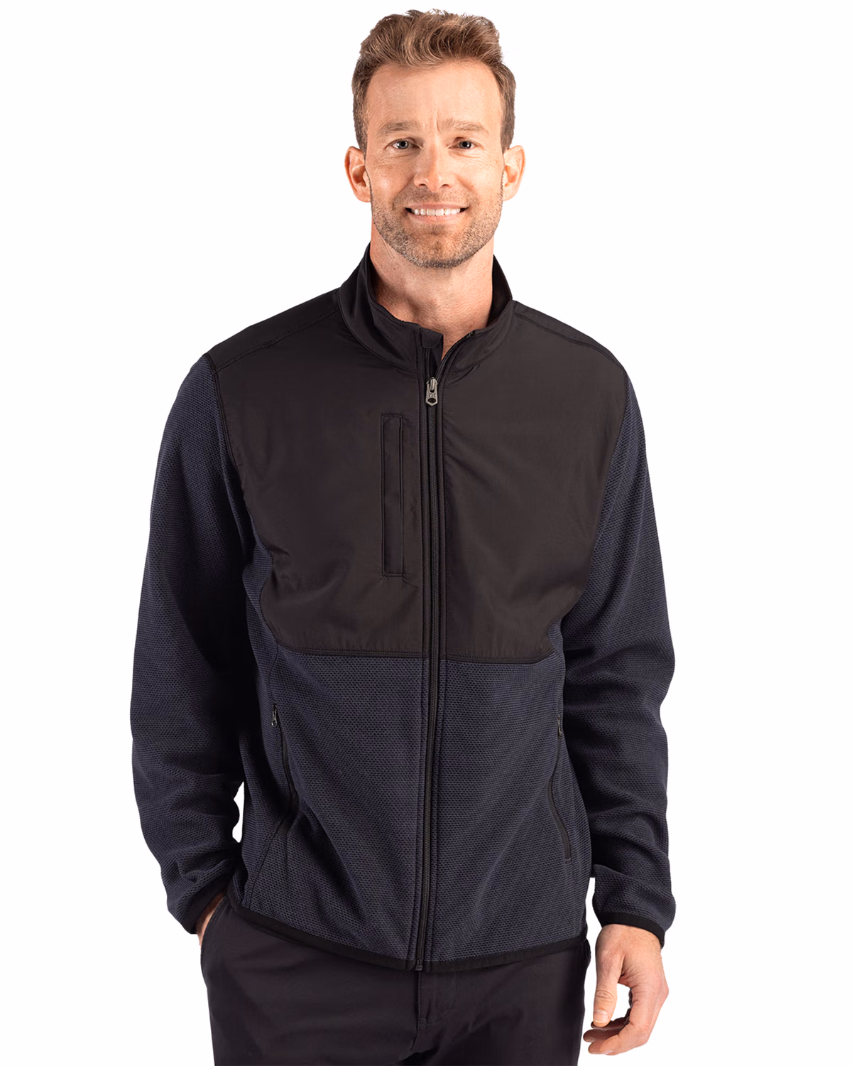 Custom Cutter & Buck Hunts Point Recycled Fleece Mens Hybrid Full Zip Jacket