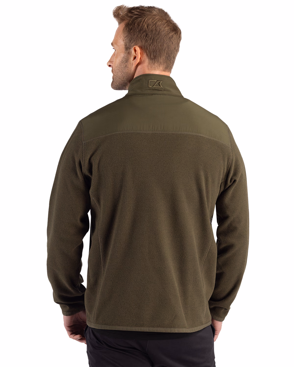 Custom Cutter & Buck Hunts Point Recycled Fleece Mens Hybrid Full Zip Jacket — Poplar back