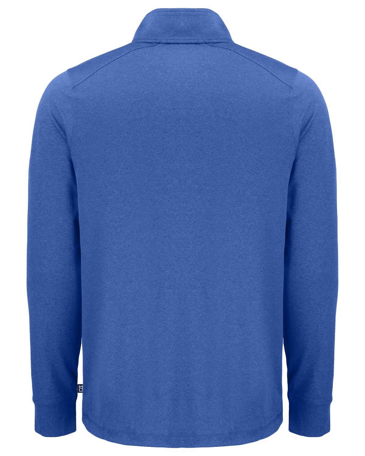 Custom Cutter & Buck Forge Recycled Four-Way Stretch Mens Quarter Zip Pullover — Tour Blue Heather flat front