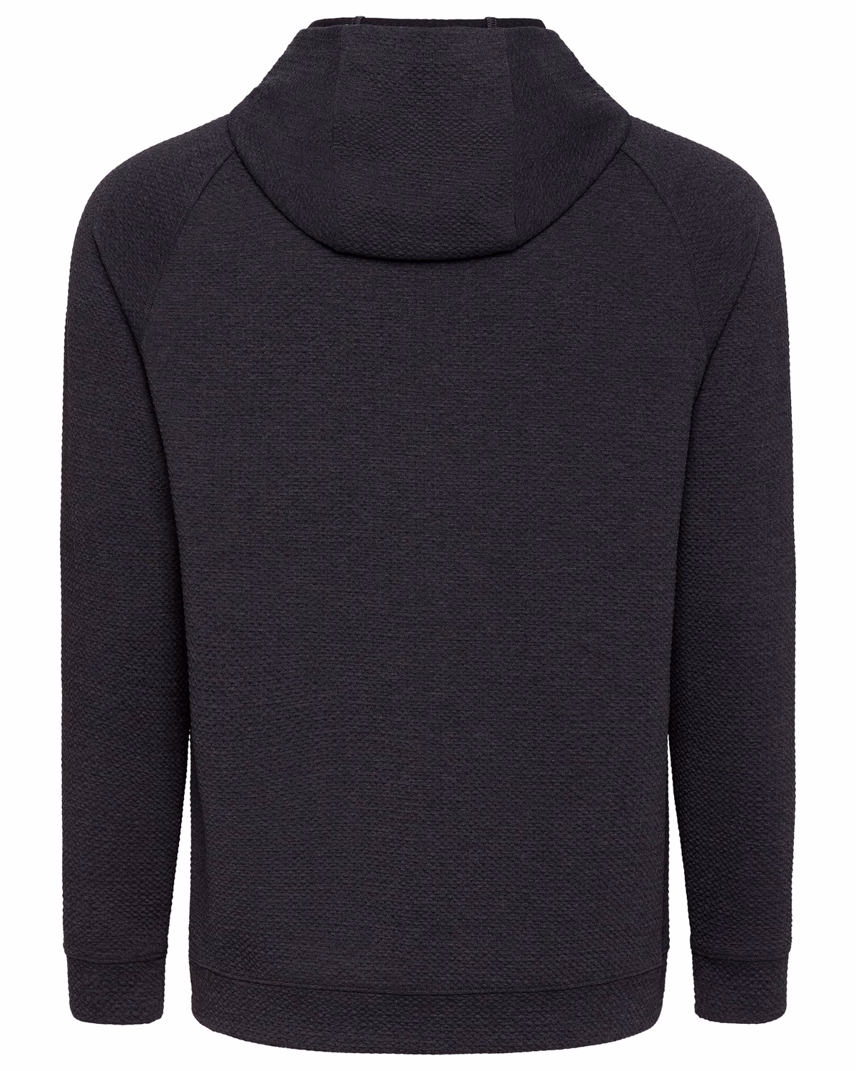 Custom Cutter & Buck Drift Epic Versatility Recycled Textured Knit Mens Hooded Pullover — Black flat front