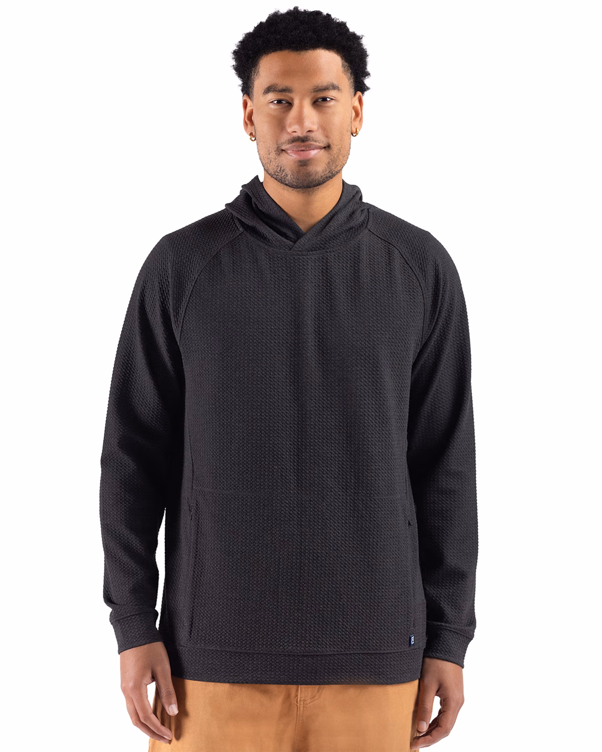 Custom Cutter & Buck Drift Epic Versatility Recycled Textured Knit Mens Hooded Pullover