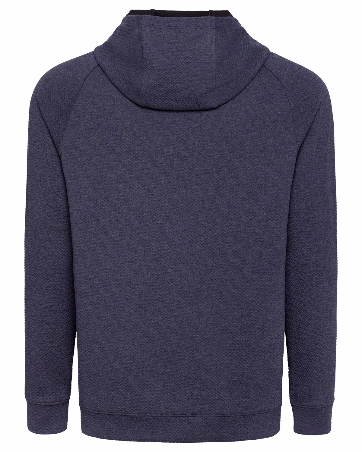 Custom Cutter & Buck Drift Epic Versatility Recycled Textured Knit Mens Hooded Pullover — Navy Blue flat front