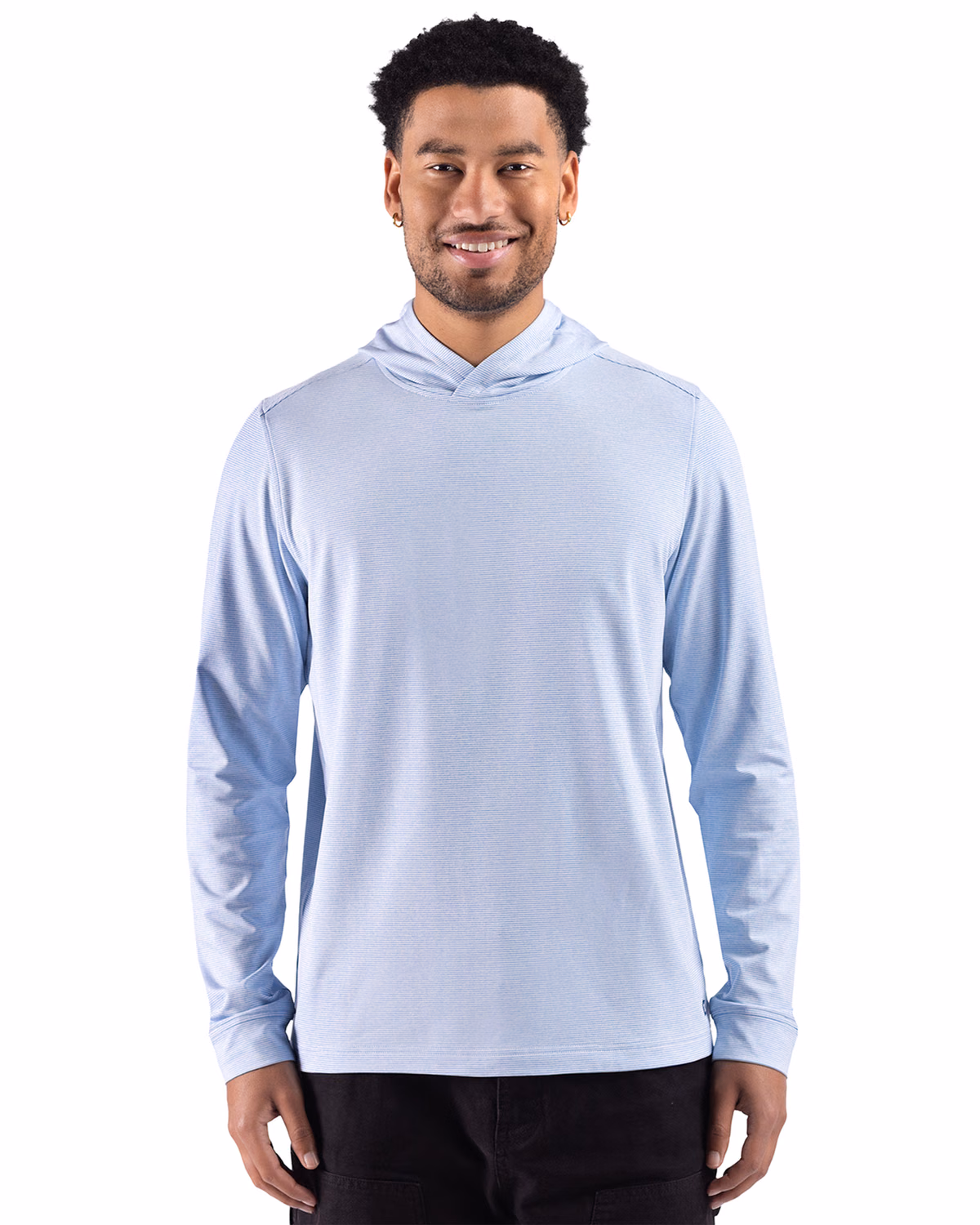 Custom Cutter & Buck Adapt Recycled Soft Knit Stripe Mens Hooded Pullover