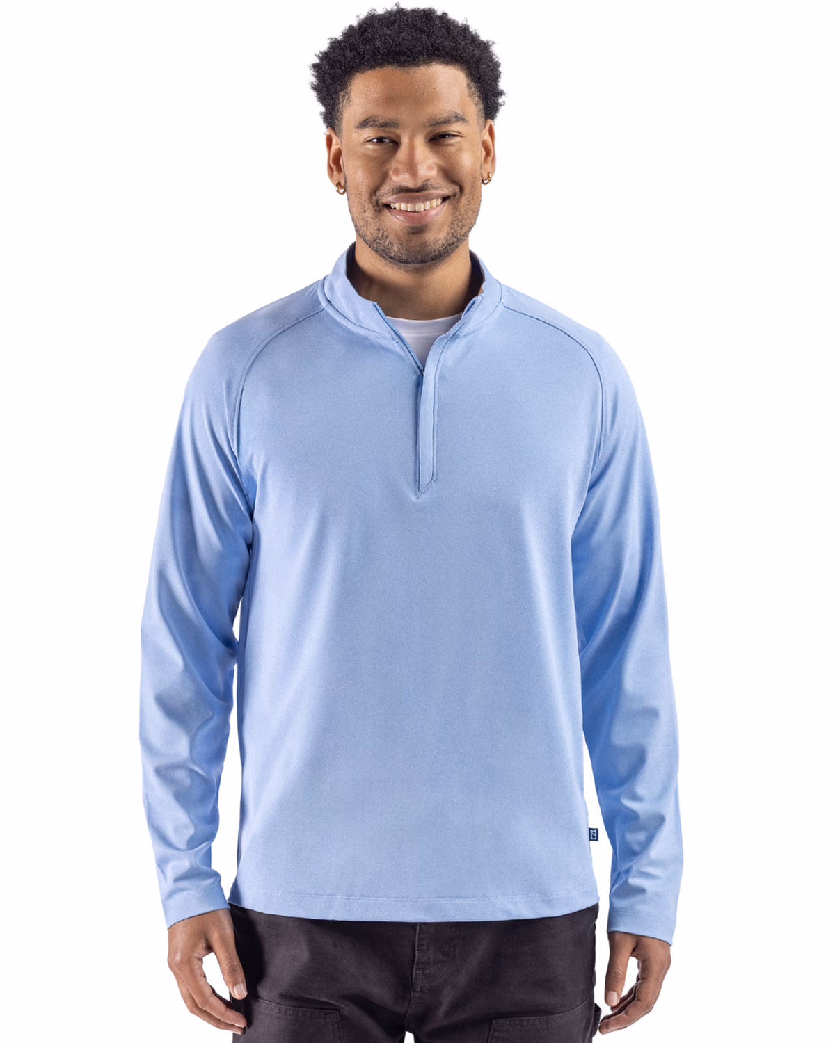 Custom Cutter & Buck Virtue Recycled Heathered Featherlight Pique Mens Quarter-Zip Pullover