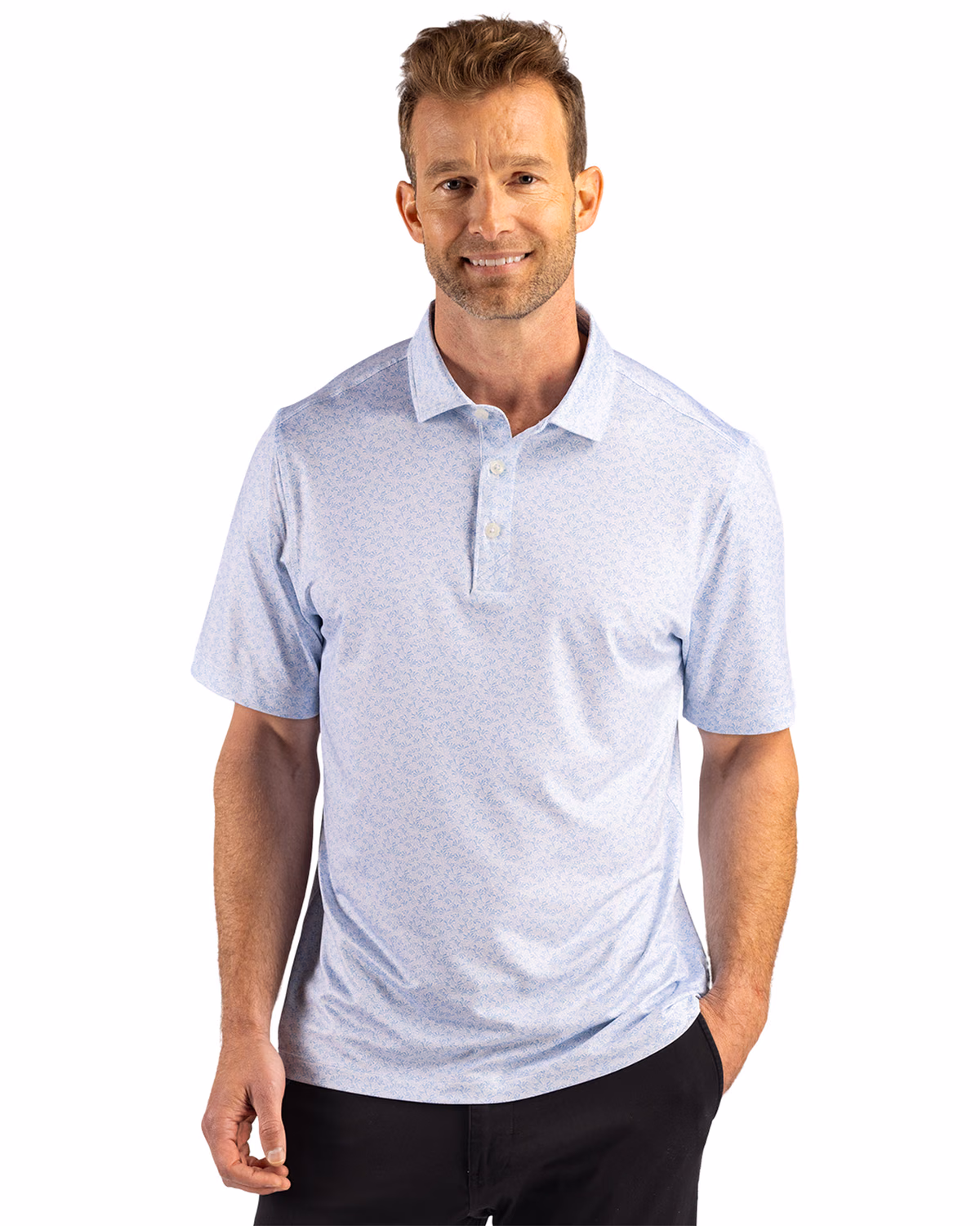 Custom Cutter & Buck Pike Recycled Fern Print Mens Polo