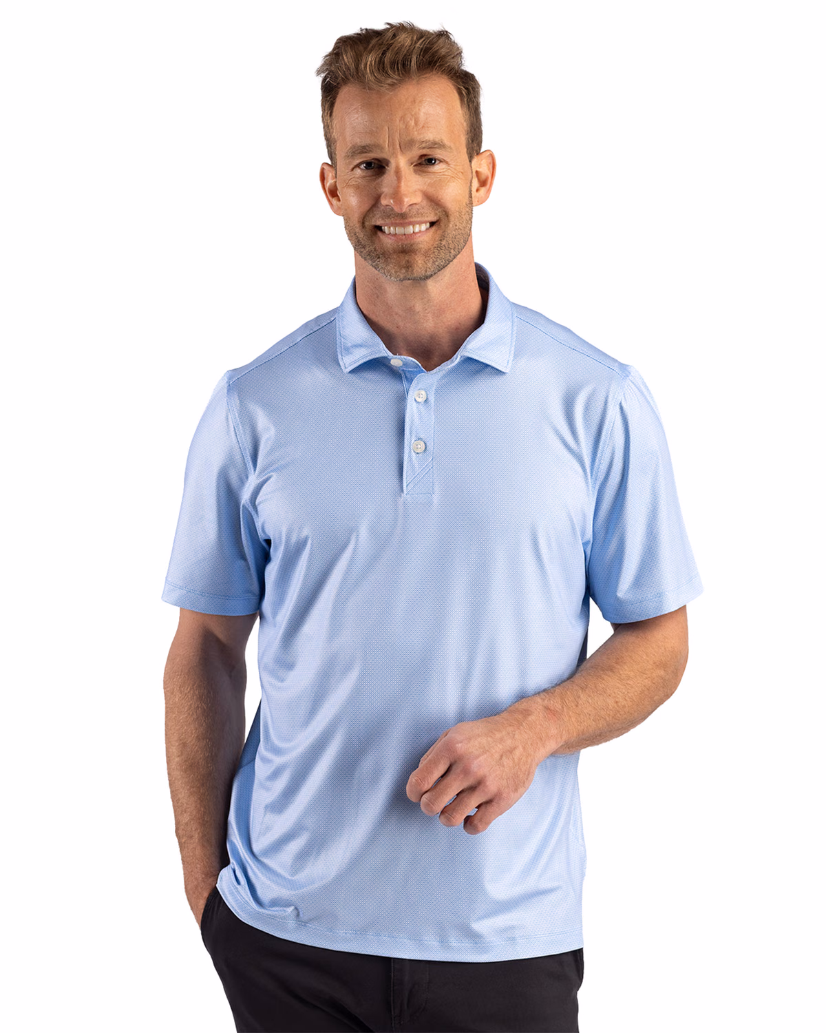 Custom Cutter & Buck Pike Recycled Lattice Print Mens Polo