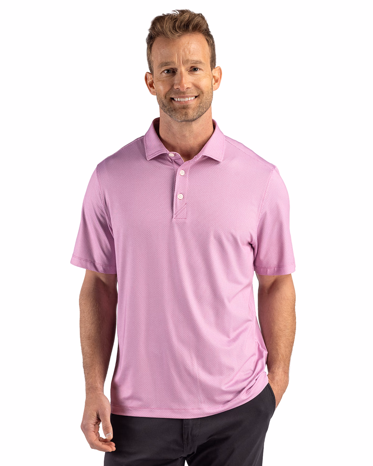 Custom Cutter & Buck Pike Recycled Lattice Print Mens Polo — Gelato front